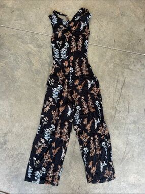 Angie Black Floral Wide-Leg Jumpsuit